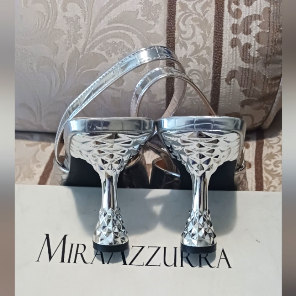 Mira Azzurra Elegant Silver Women's Shoes with Embellishments Sz 42. 9.5M - Picture 4 of 8